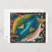 Bachforelle und Regenbogenforelle Postkarte (Vorne/Hinten)