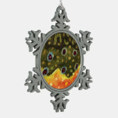 Bachforellen Schneeflocken Zinn-Ornament (Links)
