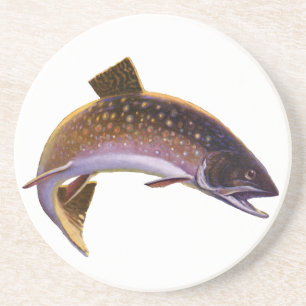 Bachforellenfisch, Vintage-Sportfischerei-Angler Getränkeuntersetzer