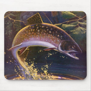 Bachforellenfischer, Vintage-Angelsport Mousepad