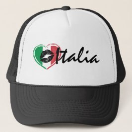 Baci Kiss Liebe Italien Italia Herzenflagge Trucke Truckerkappe