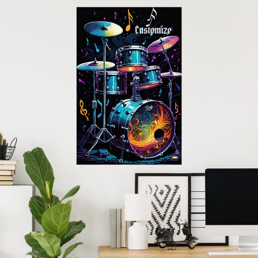 Back Beat Drum Set Poster (Heimbüro)
