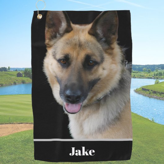 Back Custom Name Dog Photo Personalized Golfhandtuch