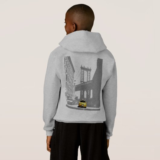 Back & Front Print New York City Nyc Kids Boys Hoodie (Schwarz voll)