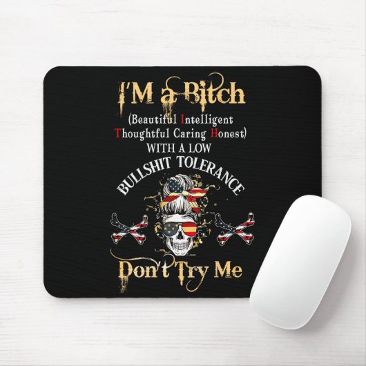 Back I'm A Btch Beautiful Intelligent Skeleton Mes Mousepad (Mit Mouse)