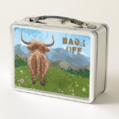 Back Off Personalisiert Highland Cow Luchbox Metall Brotdose (Rückseite)