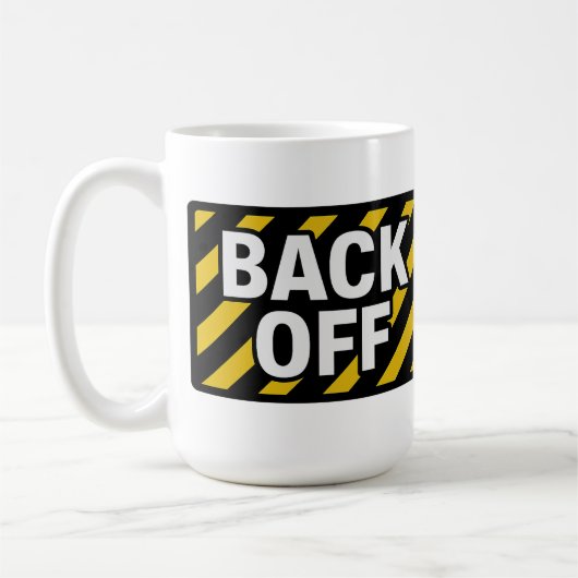 Back Off Warning Sticker - Bold Black & Yellow Kaffeetasse (Links)