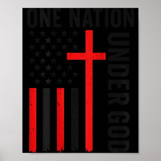 Back One Nation Under God American Flag Christian  Poster (Vorne)