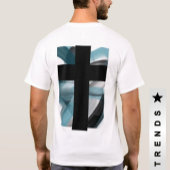 Back Print T - Shirt Trend Abstrakt Blue Ocean