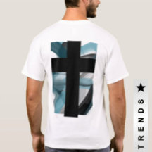 Back Print T - Shirt Trend Abstrakt Blue Ocean