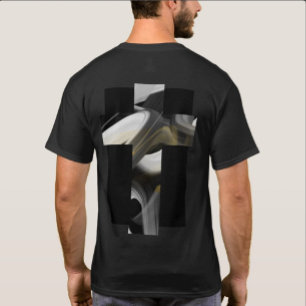 Back Print T - Shirt Trend Abstrakt Schwarz-weiß