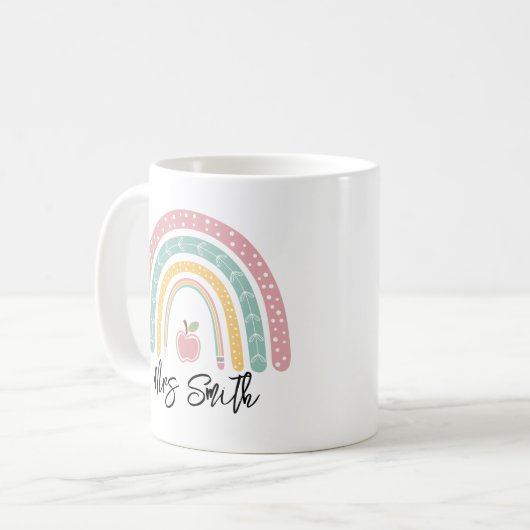 back School Rainbow Teacher Life Kaffeetasse (Vorderseite Links)