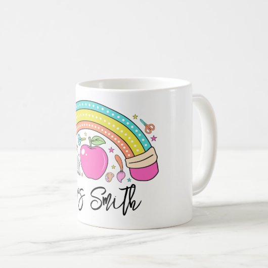 back School Rainbow Teacher Life Kaffeetasse (VorderseiteRechts)