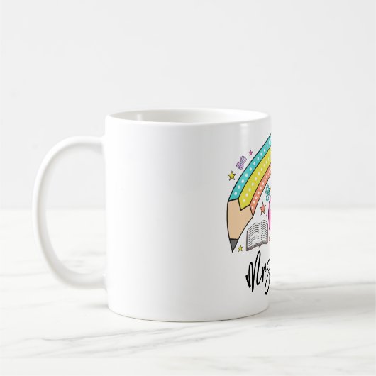 back School Rainbow Teacher Life Kaffeetasse (Links)