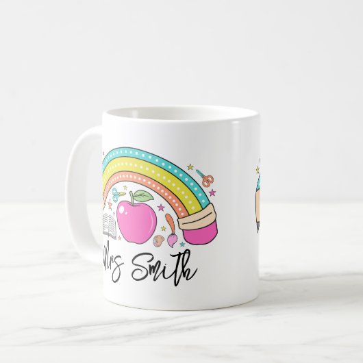 back School Rainbow Teacher Life Kaffeetasse (Vorderseite Links)