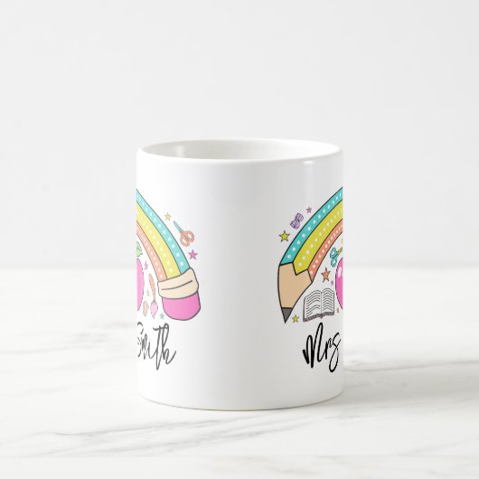 back School Rainbow Teacher Life Kaffeetasse (Mittel)