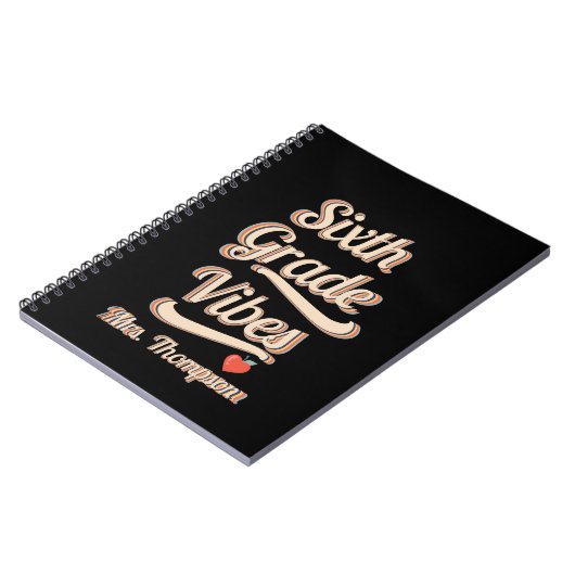 Back School Vibes Boho Retro Personalisiert Teache Notizblock (Linke Seite)