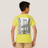 Back Side Print New York Brooklyn Yellow Taxi Boys T-Shirt (Schwarz voll)