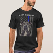 Back The Blue Thin Blue Line Flag Police Pitbull D T-Shirt (Vorderseite)