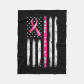 Back The Pink Ribbon American Flag Breast Cancer A Fleecedecke (Vorderseite)