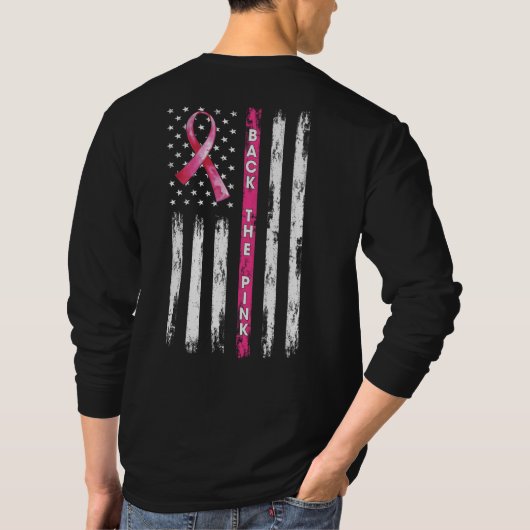 Back The Pink Ribbon American Flag Breast T-Shirt (Rückseite)
