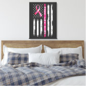 Back The Pink Ribbon Flag Breast Cancer Awareness  Leinwanddruck (Insitu (Schlafzimmer))
