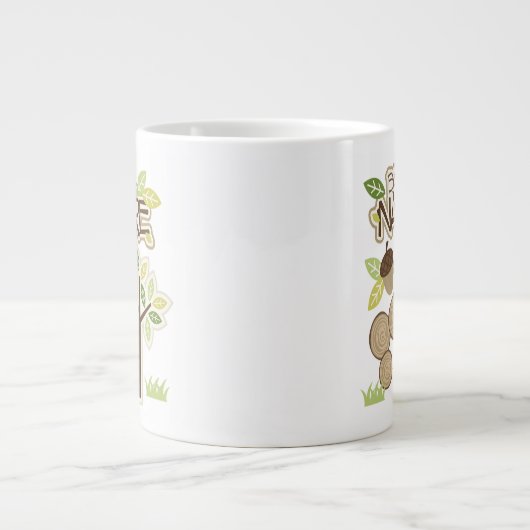 Back to Natur with Tree and Acorns Jumbo-Tasse (Vorderseite)
