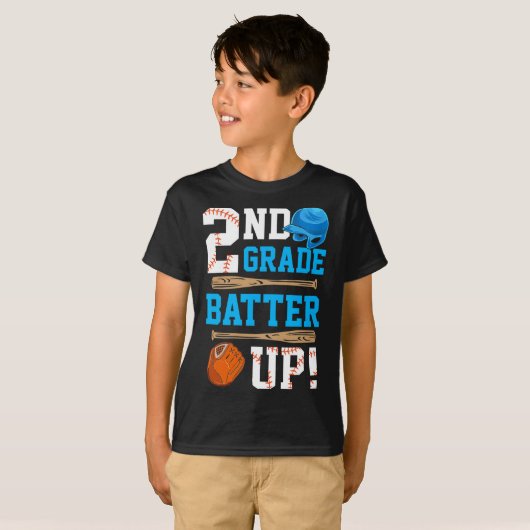 Back To School 2nd Grade Batter Up Baseball First  T-Shirt (Vorne ganz)