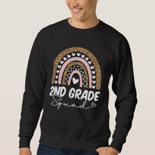 Back To School 2nd Second Grade Squad Rainbow Tea Sweatshirt (Vorderseite)