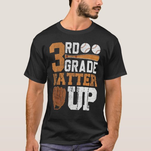 Back To School 3rd Grade Students Baseball Batter T-Shirt (Vorderseite)