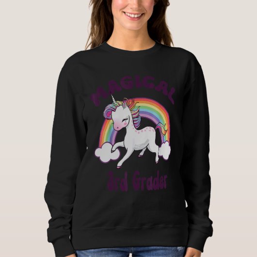 Back To School 3rd Third Grade Magical Unicorn Rai Sweatshirt (Vorderseite)