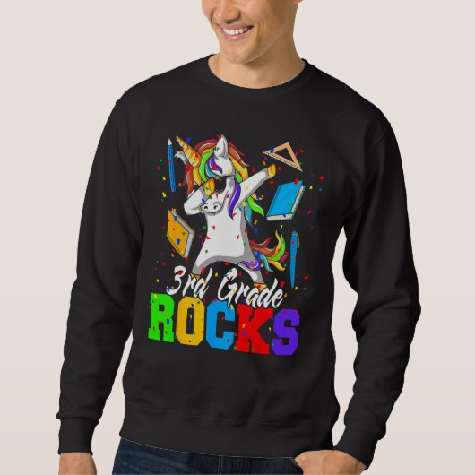 Back To School 3rd Third Grade Rocks Dabbing Unico Sweatshirt (Vorderseite)
