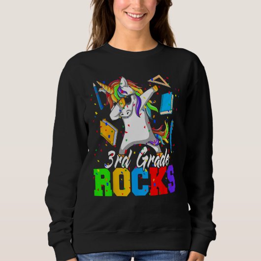 Back To School 3rd Third Grade Rocks Dabbing Unico Sweatshirt (Vorderseite)