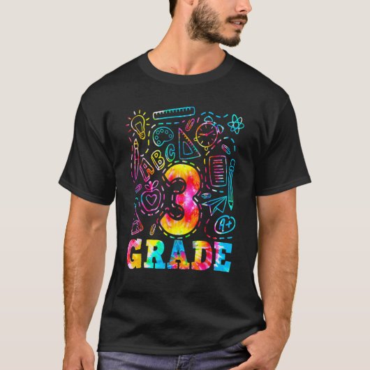 Back To School 3rd Third Grade Typography Tie Dye  T-Shirt (Vorderseite)