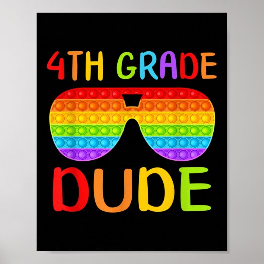 Back To School 4th Grade Dude Sungles Pop It Fidge Poster (Vorne)