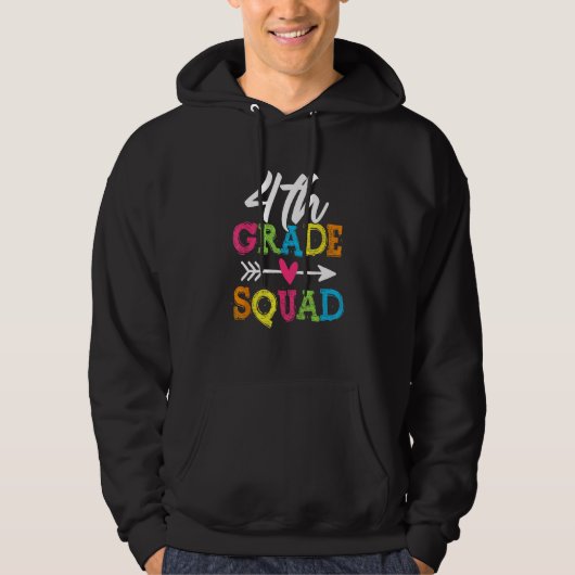 Back To School 4th Grade Squad Fourth Teacher Stud Hoodie (Vorderseite)