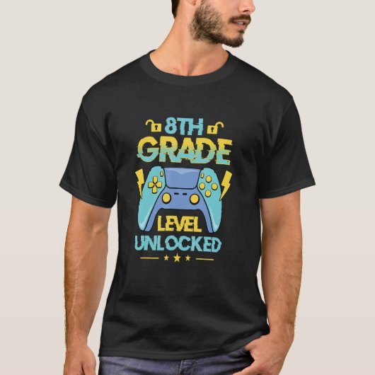 Back To School 8th Grade Level Unlocked Video Game T-Shirt (Vorderseite)