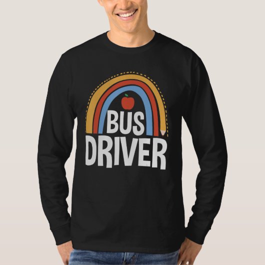 Back To School Appreciation Boho Rainbow Bus Drive T-Shirt (Vorderseite)