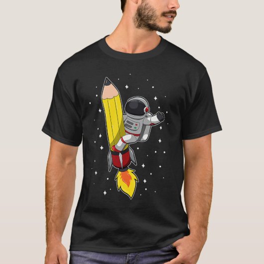 Back To School Astronaut Pencil Rocket Space Funny T-Shirt (Vorderseite)