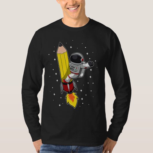 Back To School Astronaut Pencil Rocket Space Funny T-Shirt (Vorderseite)