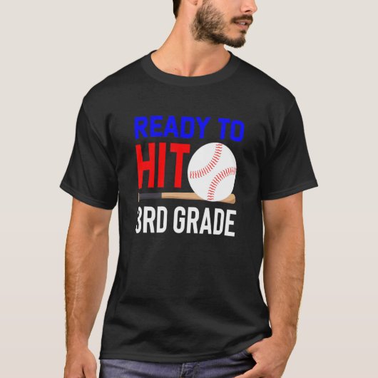 Back To School Baseball Ready To Hit 3rd Grade Stu T-Shirt (Vorderseite)