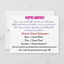 Back to School Bash Invitation Einladung