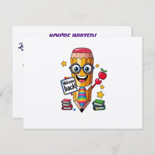 Back to School Bash – Looking Sharp Invitation Einladung (Vorne/Hinten)