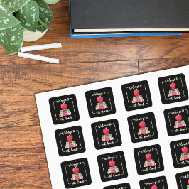 Back-to-School-Bücher Apple Square Black Stickers
