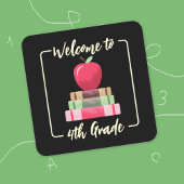 Back-to-School-Bücher Apple Square Black Stickers