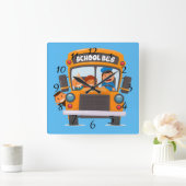 Back to School Bus Quadratische Wanduhr (Zuhause)