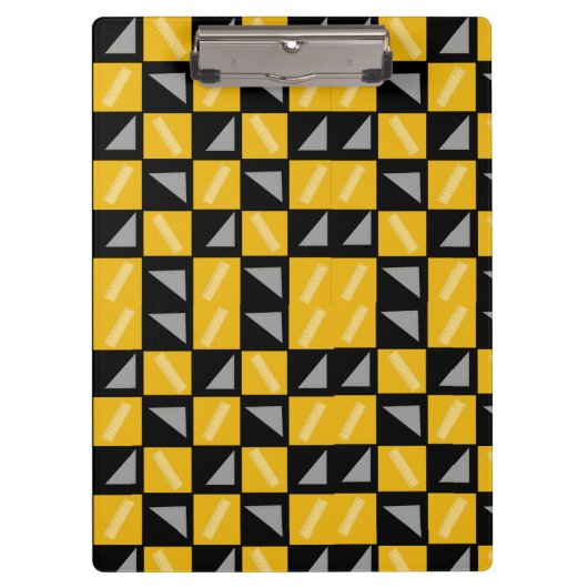 Back to School Chessboard Pattern – Rulers & Trian Klemmbrett (Vorderseite)