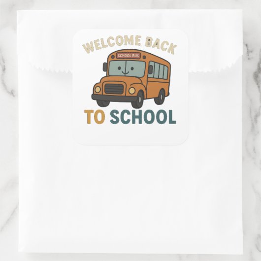 Back to School – Cute and Funny School Quadratischer Aufkleber (Tasche)