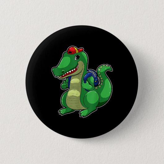 Back To School Cute Crocodile Funny Croc Backpack  Button (Vorderseite)