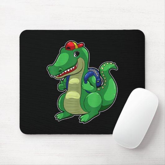 Back To School Cute Crocodile Funny Croc Backpack  Mousepad (Mit Mouse)